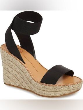 Dolce Vita Black Espadrille Wedge Ankle-Wrap Sandals Size 8 New